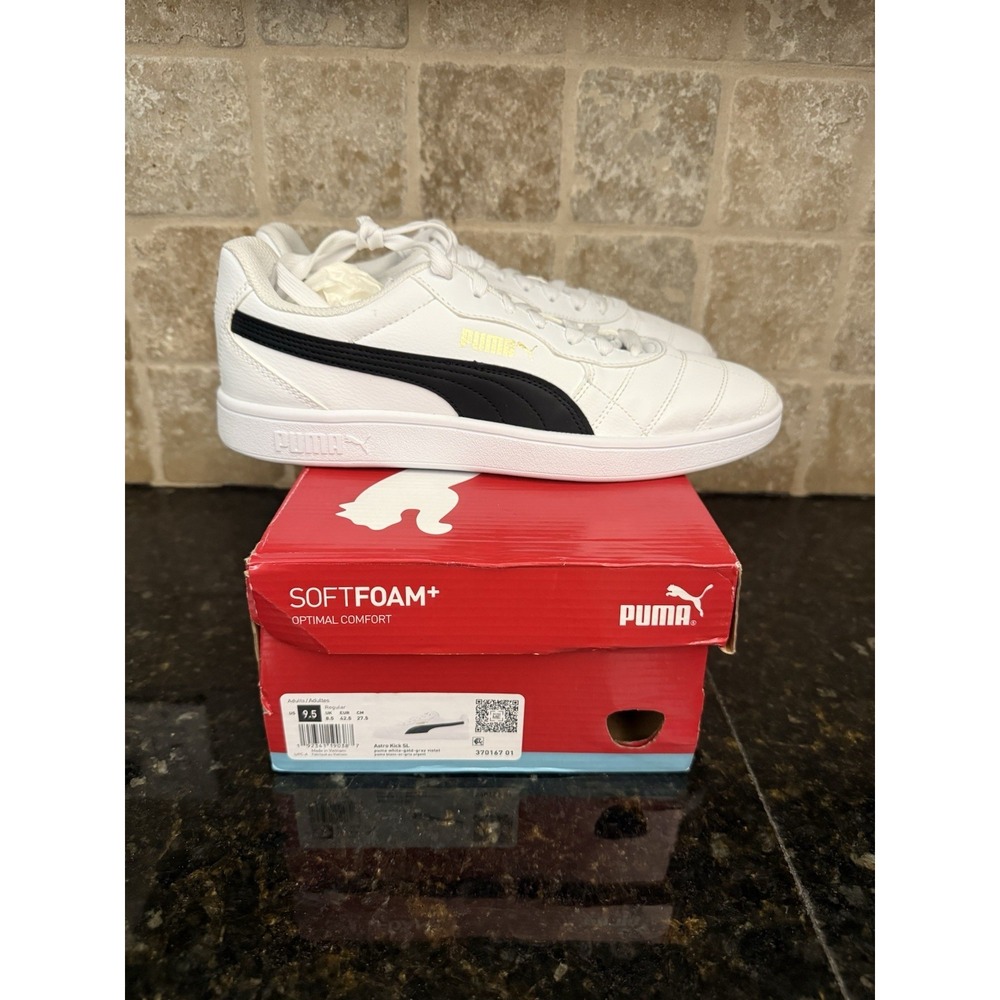 NEW Men's 9.5 PUMA Astro Kick Sl Lace‎ Up White Sneakers Casual Shoes 37016701